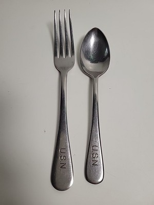 USN US Navy Vintage Silco Stainless Set 1 Fork/1 Spoon