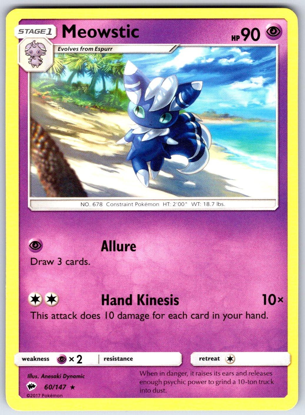 Meowstic 60/147 Rare Burning Shadows Pokemon Lightly Played