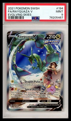 2021 Pokemon Rayquaza V #194 Evolving Skies PSA 9