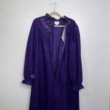 Vintage Sears Carriage Court Zip Front Robe Housecoat Size Large Royal Purple