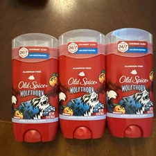 3x Old Spice Wolfthorn Mens Deodorant Solids - 3 oz Each -Sweet Citrus Scent