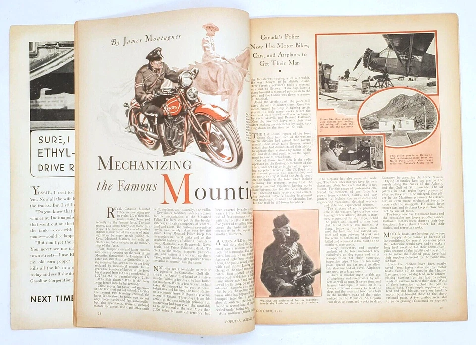 Popular Science October 1933 Illustrated Magazine Cars Motorcycles RCMP Planes - Image 4 of 4