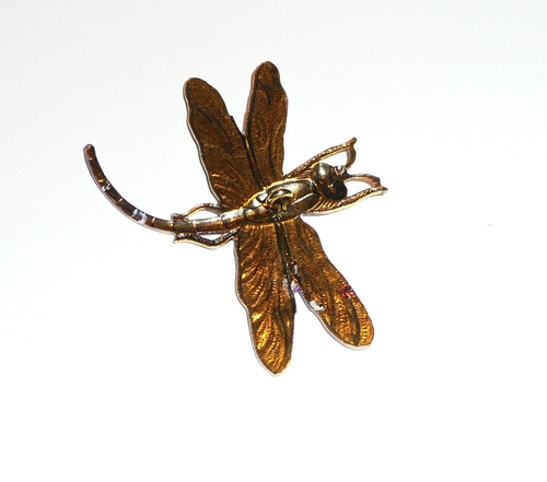 Beautiful Amethyst Purple Pink Metal Dragonfly Shank Button 1-7/8 x 1-3/8" - Picture 9 of 10
