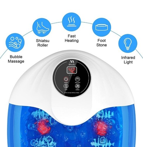 Misiki Foot Spa Foot Bath Massager with Heat Bubbles Vibration Rollers Pedicure - Picture 3 of 7