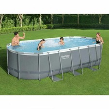 Piscina fuori terra ovale Bestway 56710 colore grigio 549x274x122 cm 