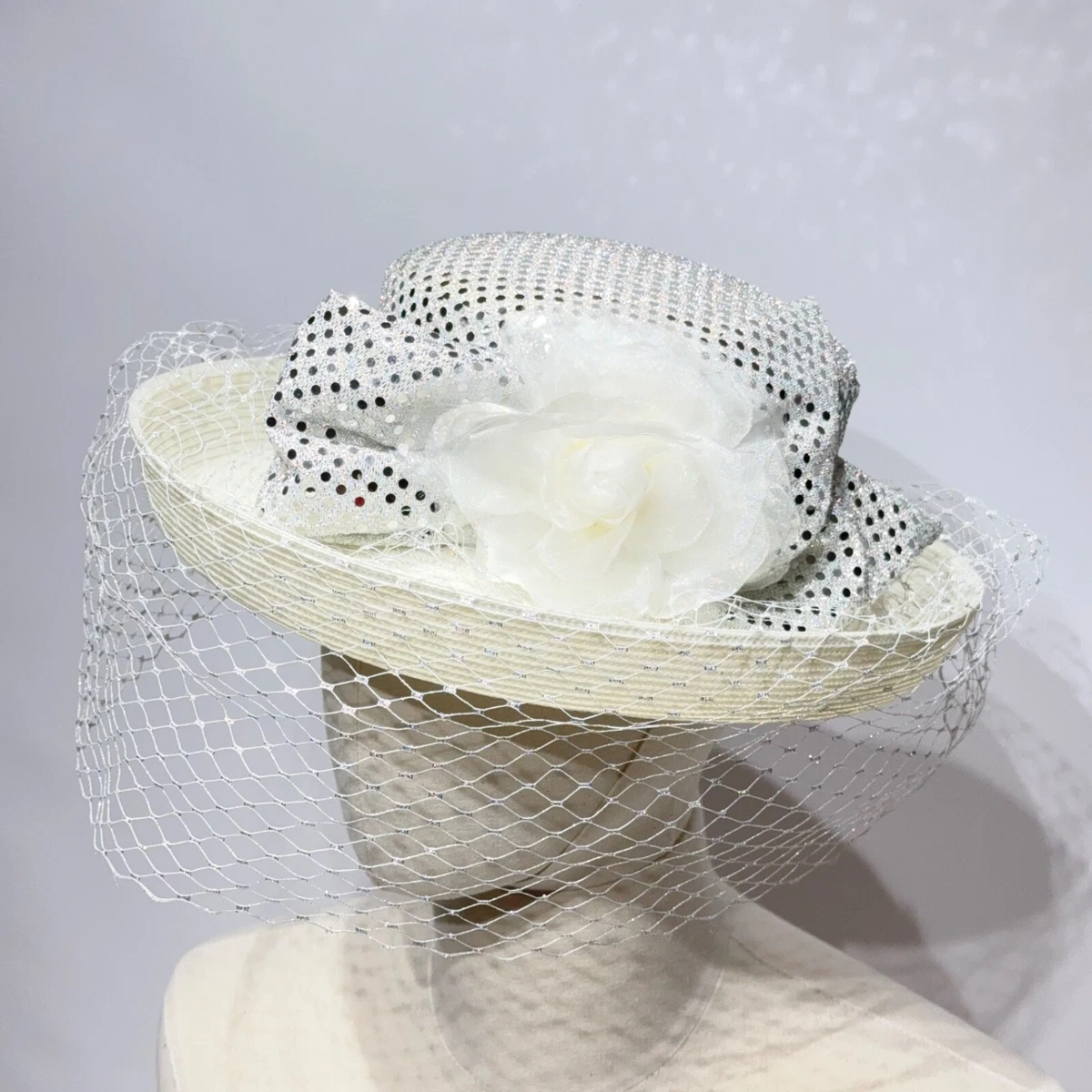 Whittall & Shon USA Derby Tan Straw Hat Flower Sparkle Sequins Vail Mob Lux Wife Whittall Shon Hat - Etsy main image 3