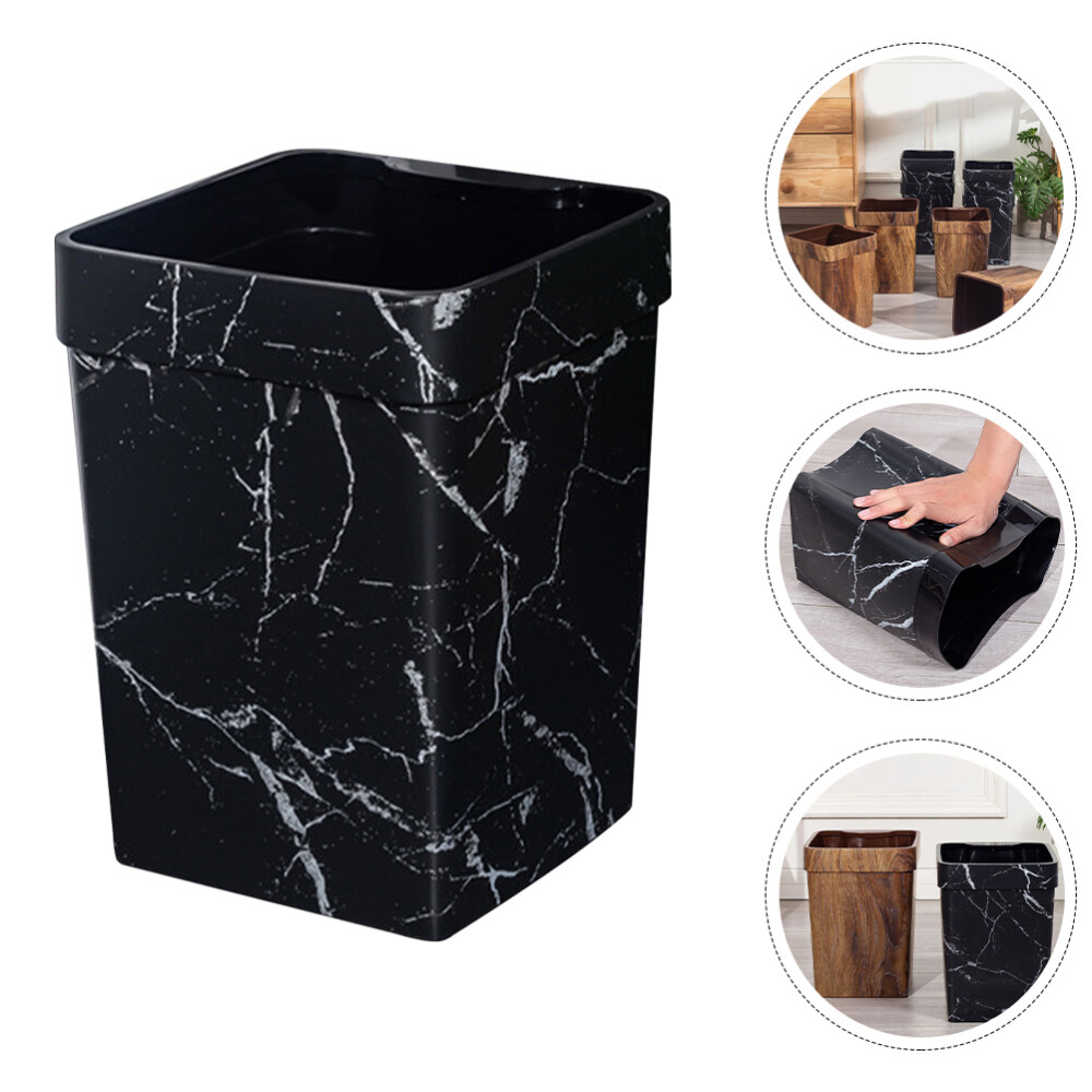 Black Bathroom Decor Plastic Trash Can Recycle Bin Compactor Office