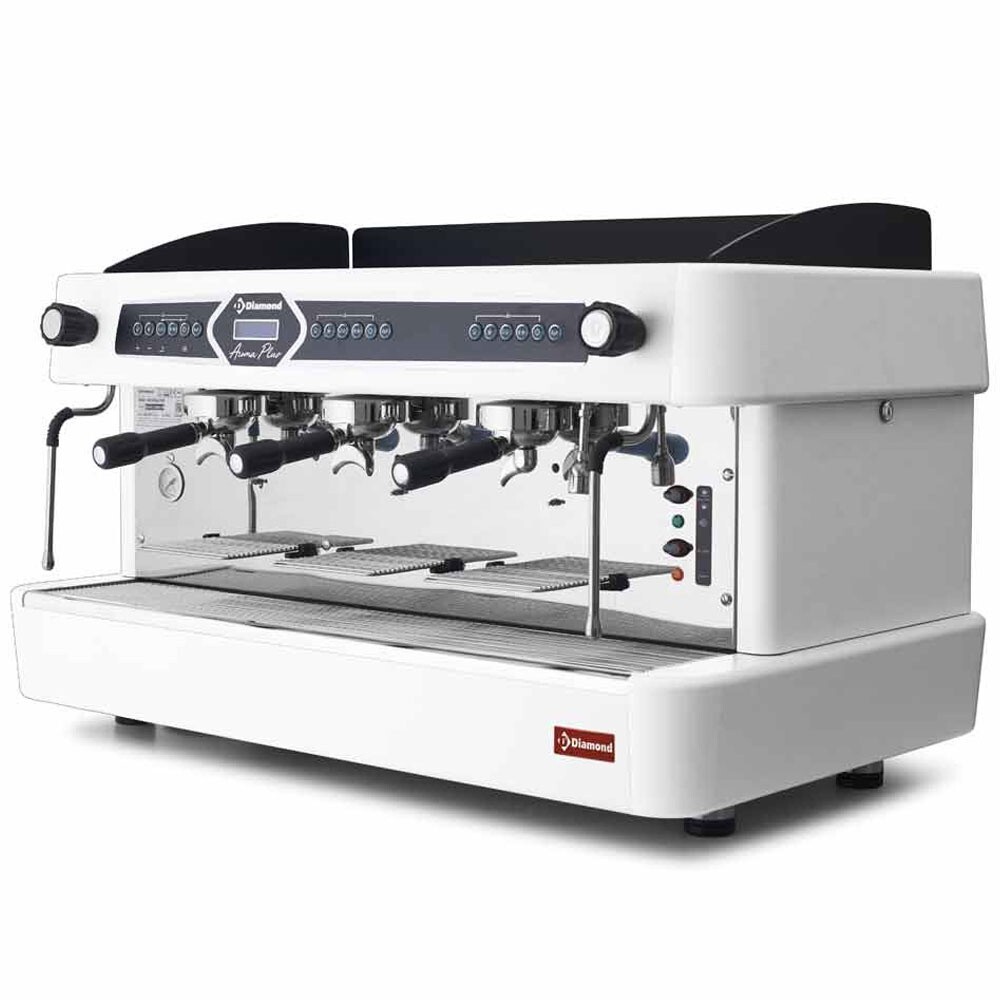Gastro Espressomaschine Siebträger 3-Gruppen automatisch mit Display weiß neu