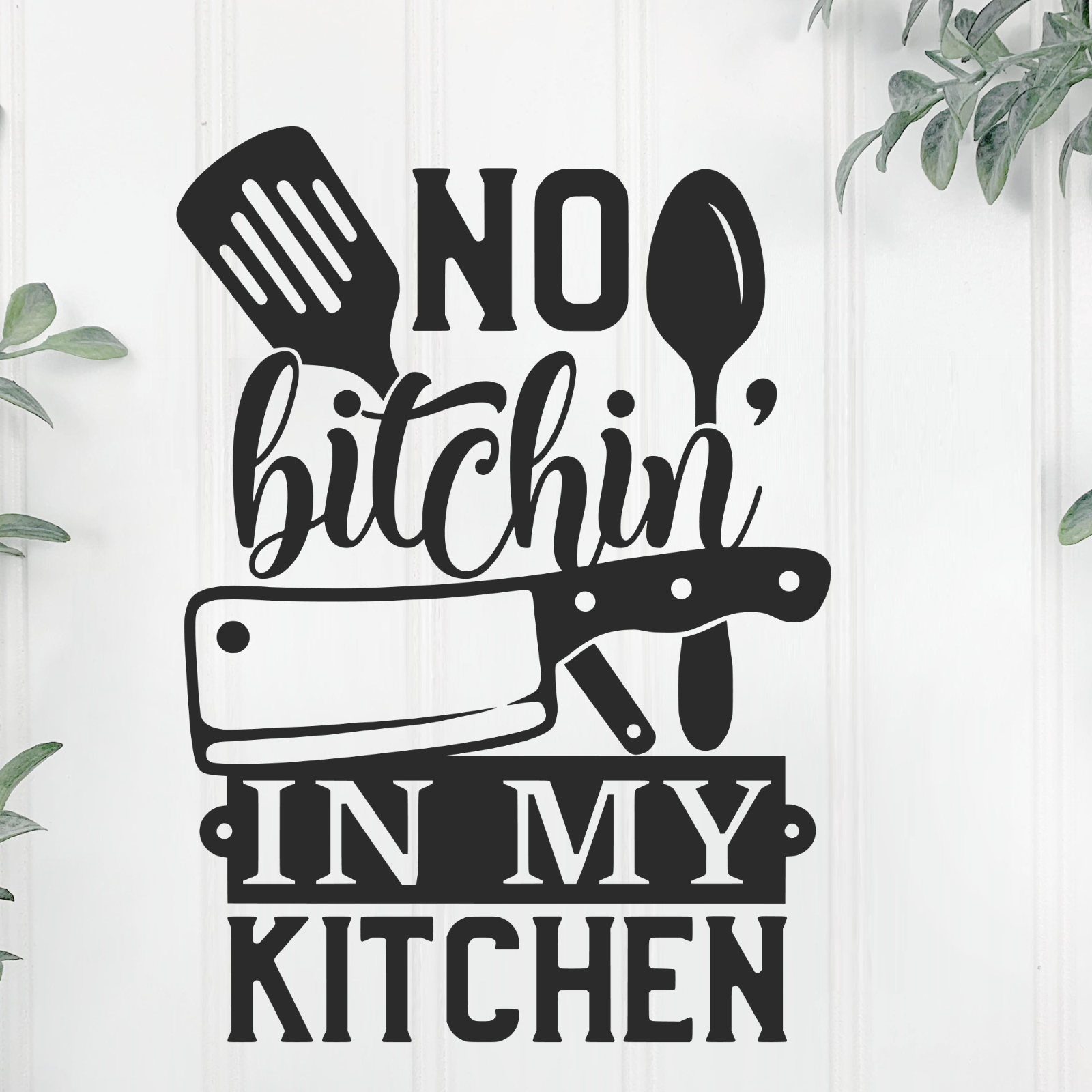 Targa Umoristica A Cuore "No Bitchin' In My Kitchen" - Decorazione Da Parete In MDF 10x9 Cm, Simpatica E Sfacciata Per La Cucina