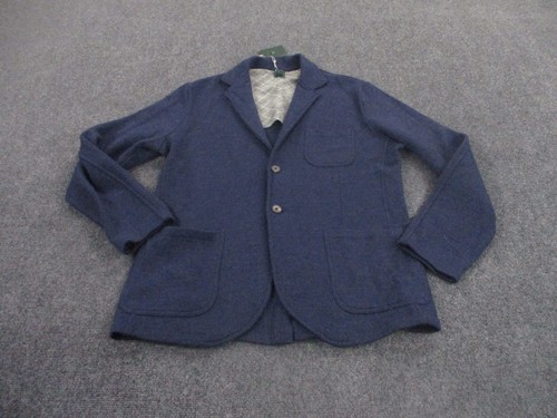 Robert Talbott Sweater Adult XL Blue Wool Cardigan Preppy Collar Mens NEW - Picture 2 of 9