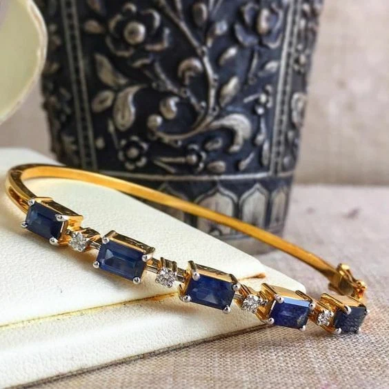 Blue sapphire bangle bracelet clearance