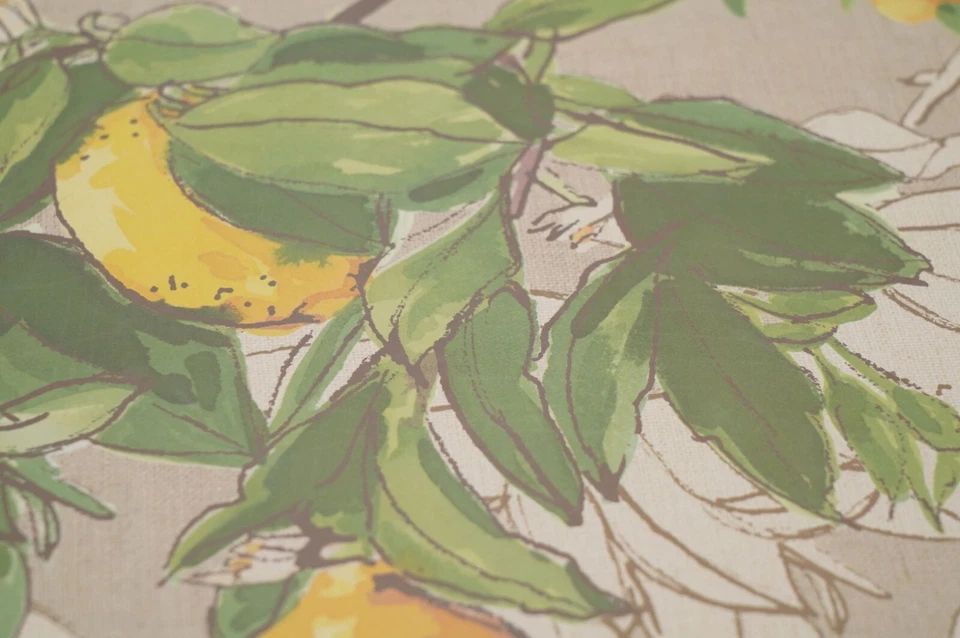 Pottery Barn Lemon Branch Cork-Back Placemat Set of 5, 16" x 13" Citrus Design - Image 3 of 4