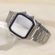 Metal Watch Strap + Modified Stainless Steel Case Cover For Casio AE1200