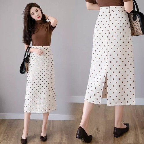 Jupe Bandage Rétro Française à Pois Pastel – Tendance Décontractée Avec Ceinture