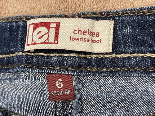 LEI, Girls Youth Sz 6 Reg, Low Rise, Boot Cut, 5 Pocket, Sparkle Stud Blue Jeans - Picture 5 of 13