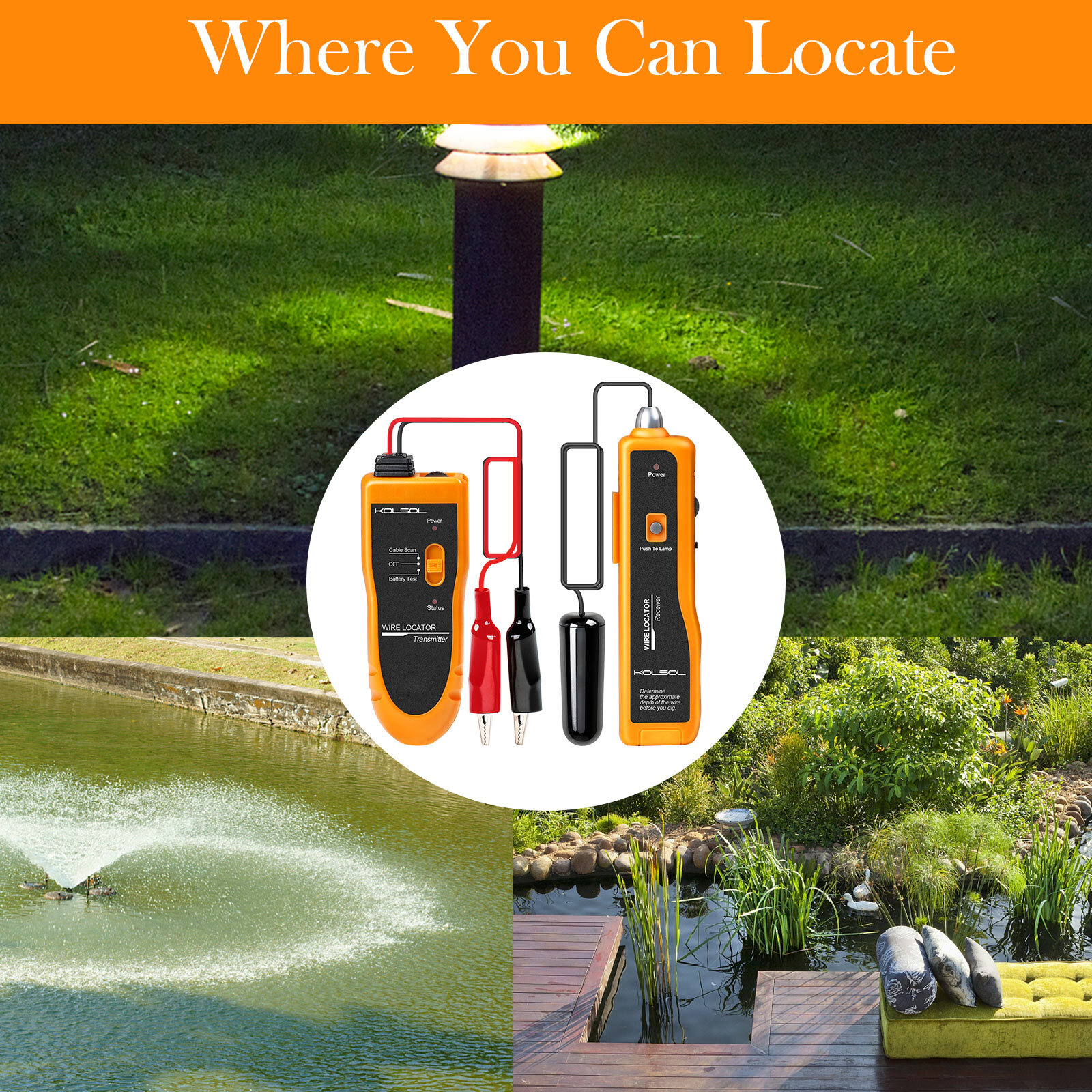 KOLSOL F02 Underground Cable Locator Tracker For Pet Fence Wire