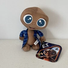 ET Plush Blue Plaid Robe Universal Studios Stuff Toy New W Tags