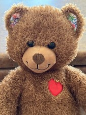 Build A Bear Hearts N Hugs brown Teddy Bear Plush Red heart with yellow stitchin