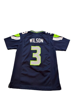 Nike on field youth Seattle Seahawks Russell Wilson #3 jersey blue