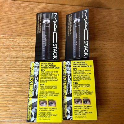 4x Lot MAC Mascara Superstack Mega Brush & Magic Extension 2 of Each Travel Size