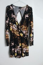 Asos Womens Floral Jersey Playsuit - Black - Size 10 VP6 
