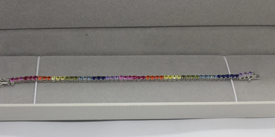 BRACCIALE TENNIS RAINBOW UNISEX RODIATO ARGENTO MM 2,5 CM 16 18 20 EXPLOIT - Immagine 4 di 4
