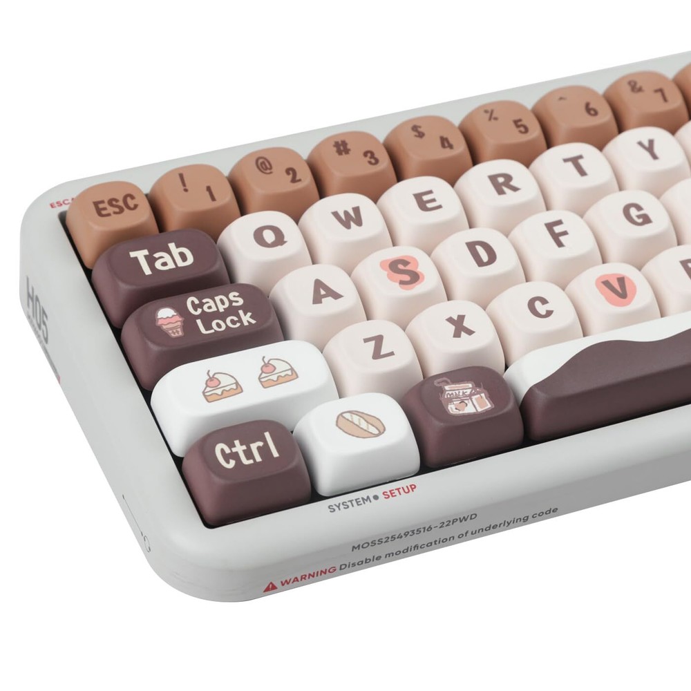 MOA Profile Coffee Themed Keycaps Set - 136 PBT Dye-Sub Keycaps for Cute Custom Keyboard Designs in Various Layouts