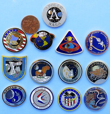 NASA APOLLO PIN set of 13 vtg '80s PINNACLE Young Cernan Conrad Bean Grissom