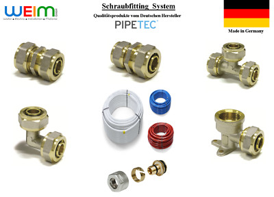 Schraubfitting PIPETEC TH für Verbundrohr Messing Bogen Kupplung T-Stück DVGW