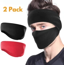 2 Pack Ear Warmer Winter Head Band Polar Fleece Ski Ear Muff Stretch Hair Band