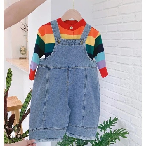 New Loose Overalls Boys Girls Casual All-match Denim Trousers Outwear 1-7Y Kids - Picture 4 of 19