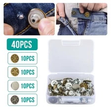 Jeans 40 Sets Metal Tack Buttons Replacement Kit Repair For Sewing Pants B230
