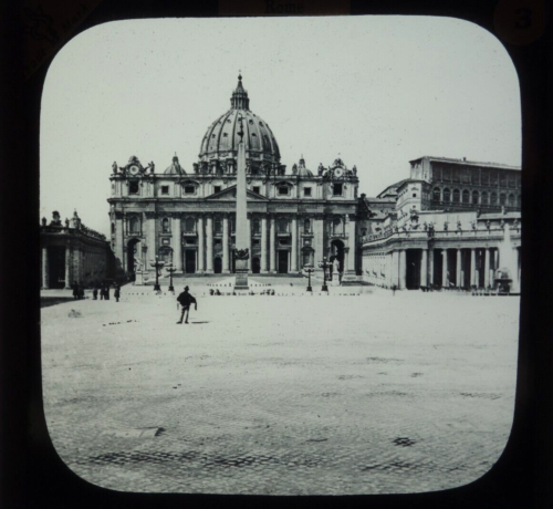 Antique Magic Lantern Slide -  ITALY ST PETER'S CHURCH ROME photograph c1890 - Picture 1 of 3