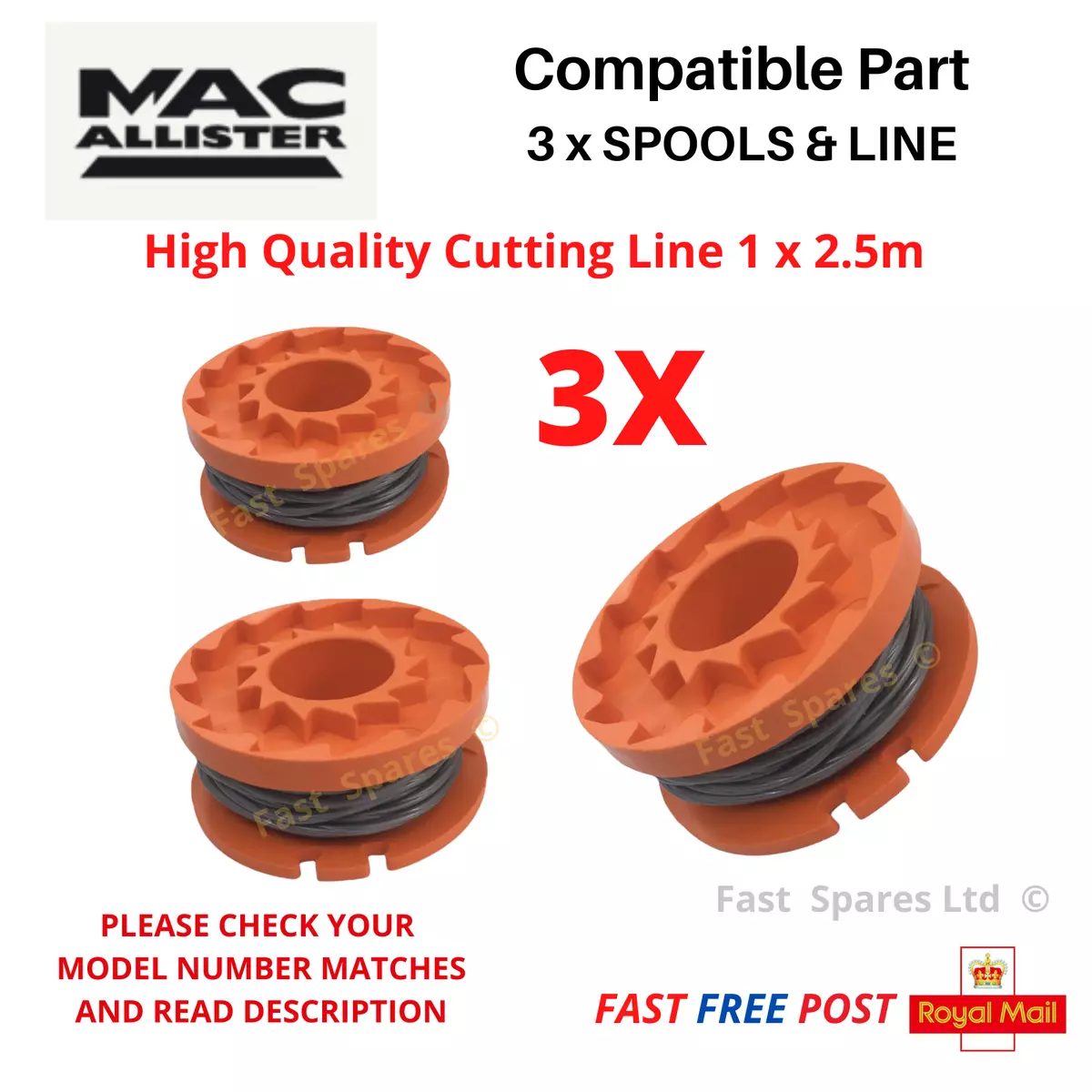 Mac Allister MGT1828 Li Strimmer Trimmer Spool Line FAST POST x3