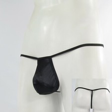 K445 K445Y Mens G-String Thong Contoured Pouch Shiny Satin Knit