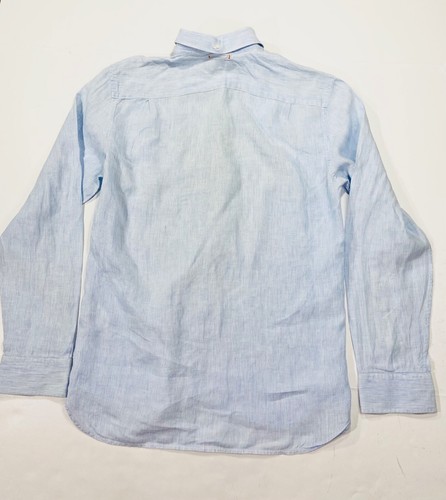 Jack Spade NY Shirt Men Sz Small Petite Blue Pinstripe Button Up 100% Linen - Picture 5 of 17