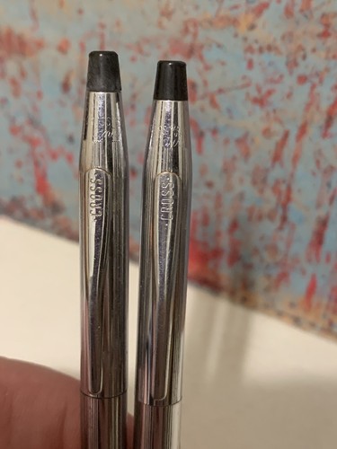 Vintage Cross Pen & Mechanical Pencil century Set Silver Chrome USA pinstripe - Picture 4 of 15