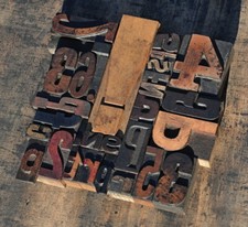 Unique Collage composition letterpress wood type characters printing old rare  .