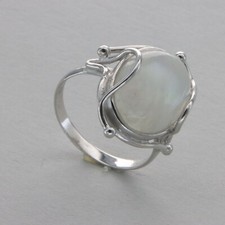 Oval Rainbow MOONSTONE Ring - Multiple Sizes - 925 STERLING SILVER 117e