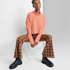 Wild Fable T Shirt Women's Small Turtleneck Cozy Boxy Cropped Long Sleeve