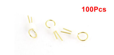 100 Pcs White Ceramic Bead Gold Plated Copper PCB Test Pin Terminals 2.5mm x 1mm