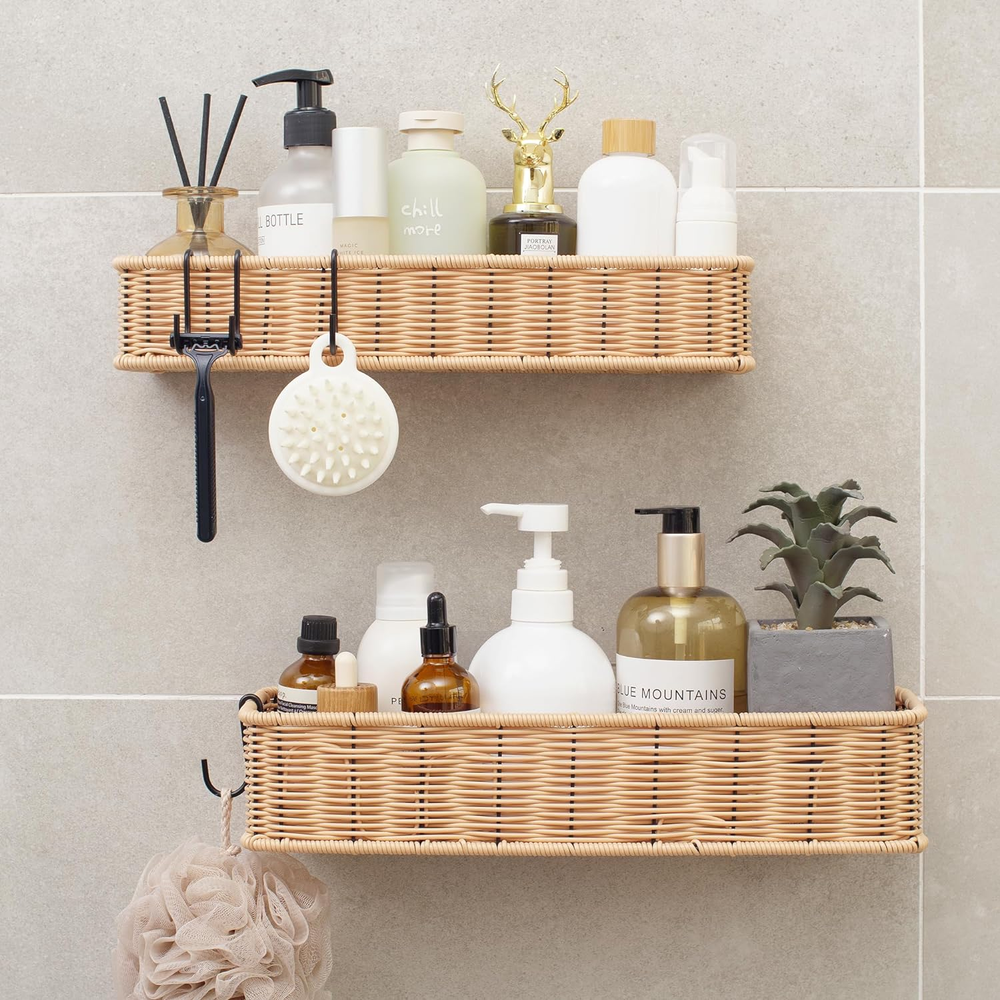 2-Pack Waterproof Hanging Shower Caddy with Bathroom Shelves for Storage