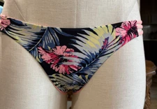 tinibikini Women Small Pink Lilly Floral Bikini Bottom D