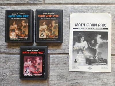 MATH GRAN PRIX Atari 2600, Lot of 3 LABEL VARIANTS, Blue, Red, Orange, Tested!
