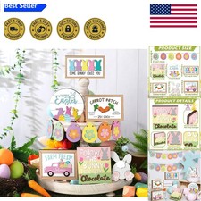 Delightful 12-Pc Easter Tray Decor - Bunnies, Eggs & Carrots in Pastels