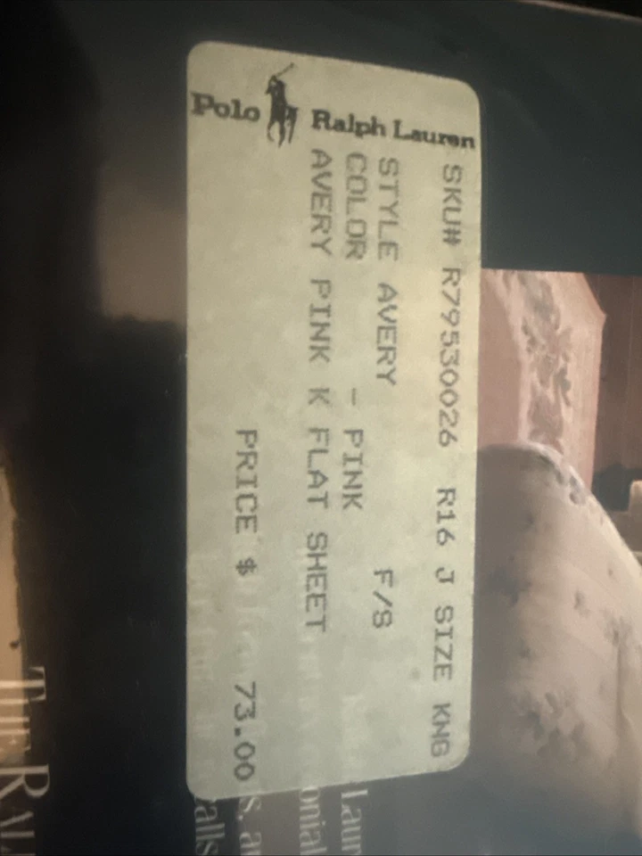 Новый винтажный 1992 Ralph Lauren AVERY розовый цветочный плоский лист - король. Шикарный - Изображение 4 из 4