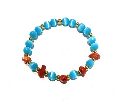 Elastisches Armband mit Katzenauge und natürlicher Koralle - Varianten