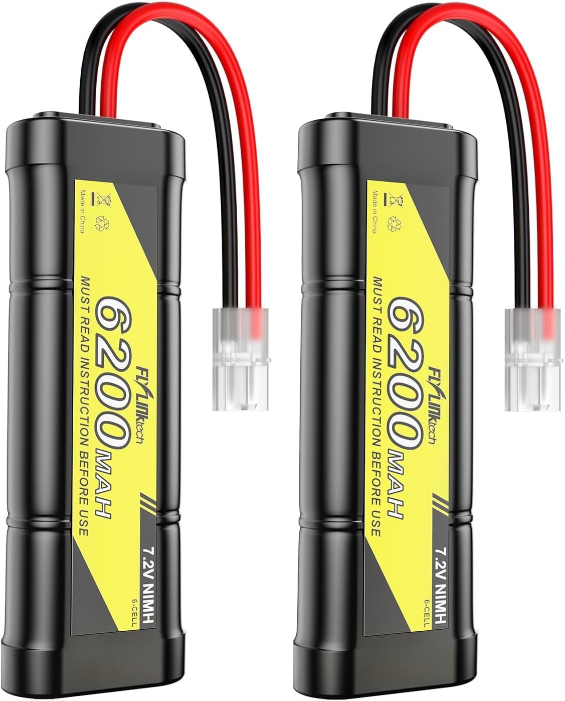 7.2V 6200mAh NIMH Battery for RC Cars, 6-Cell Flat Rechargea