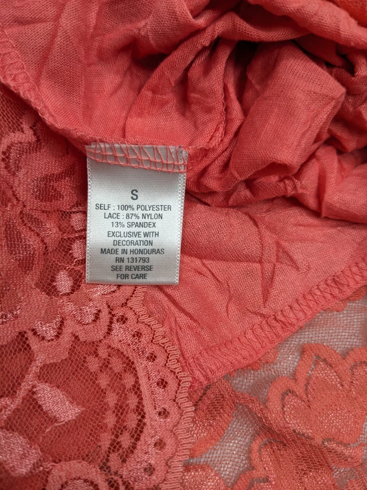 Regata feminina Dressbarn com acabamento em renda babydoll cami laranja enrugada anos 90 Y2K #8900 - Imagem 3 de 4