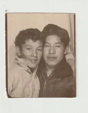VINTAGE PHOTO BOOTH: HANDSOME HISPANIC DAD (?) AND SON